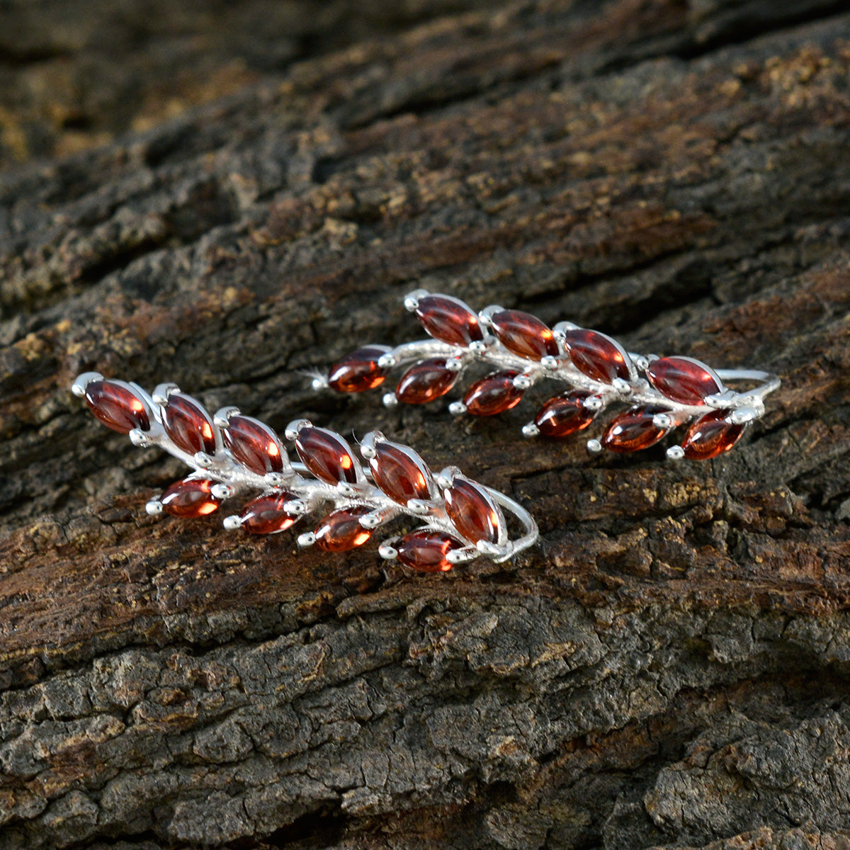 Garnet-Middle-Eastern-Mathilde-multiple-Stud-Red-Silver-Earring