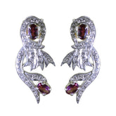Garnet-Indian-Priya-multiple-Stud-Red-Silver-Earring
