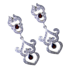 Garnet-Indian-Putri-multiple-Stud-Red-Sterling-Silver-Earring