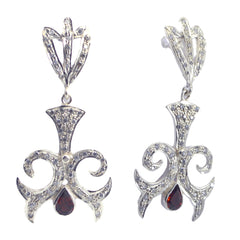 Garnet-Indian-Zara-multiple-Stud-Red-Silver-Earring