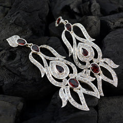 Garnet-Indian-Aisha-multiple-Stud-Red-92.5-Silver-Earring