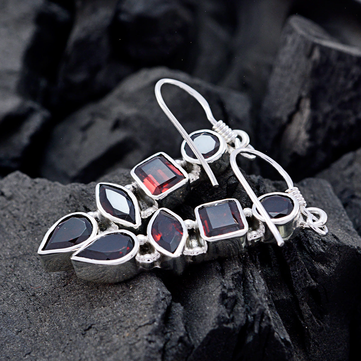 Garnet-Latin-American-Emma-multiple-Dangle-Red-92.5-Silver-Earring