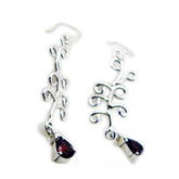 Garnet-Turkish-Yasmine-multiple-Dangle-Red-Silver-Earring