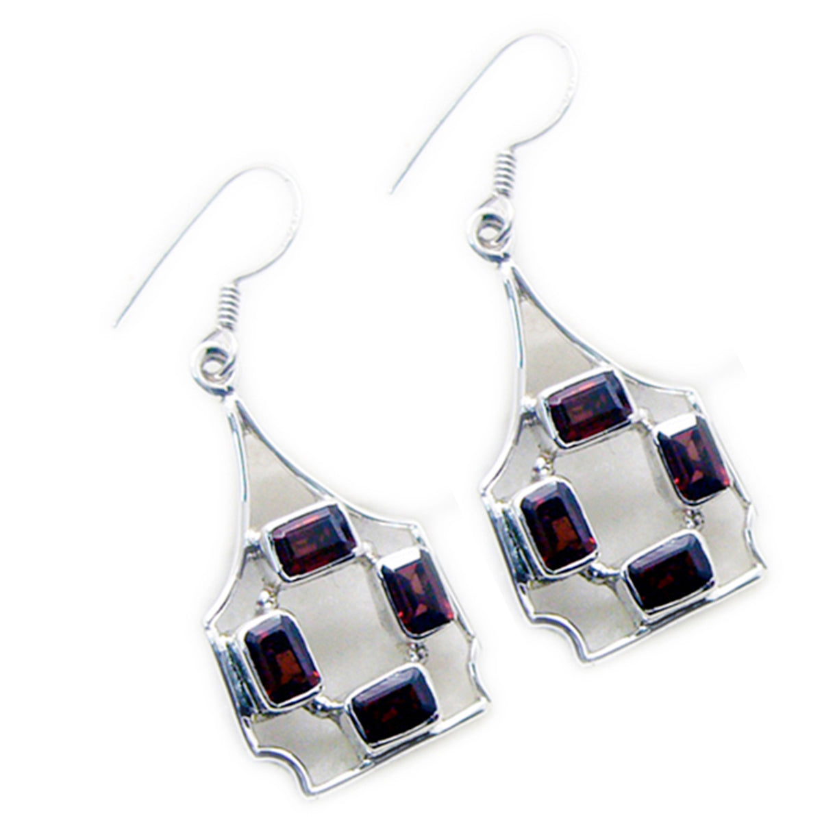 Garnet-Mexican-Eva-multiple-Dangle-Red-Silver-Earring