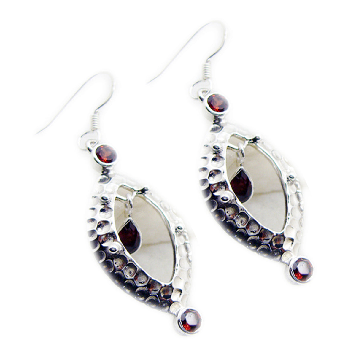 Garnet-Spanish-Freya-multiple-Dangle-Red-Silver-Earring