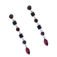 Granat-German-Grace-Mehrfach-Ohrstecker-Rot-Silber-Ohrring