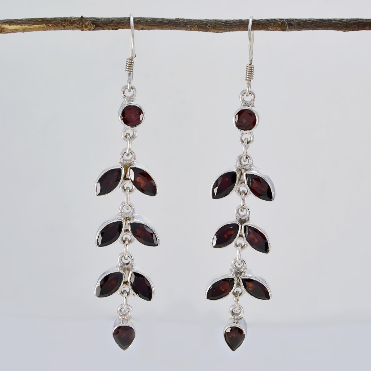 Garnet-Moroccan-Hannah-multiple-Dangle-Red-92.5-Silver-Earring