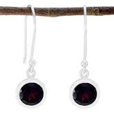 Garnet-Latin-American-Chloe-Solitaire-Dangle-Red-Silver-Earring
