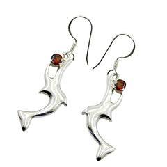 Garnet-Japanese-Lili-Solitaire-Dangle-Red-Silver-Earring