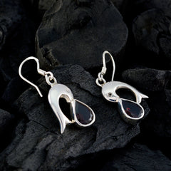 Granat-Türkische-Lilie-Solitär-Ohrhänger-Rot-Sterling-Silber