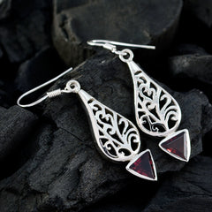 Garnet-Italian-Lucia-Solitaire-Dangle-Red-925-Silver-Earring