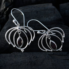 Granat-Französisch-Greta-Solitär-Ohrhänger-Rot-92,5-Silber