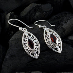 Garnet-Egyptian-Ida-Solitaire-Dangle-Red-925-Silver-Earring