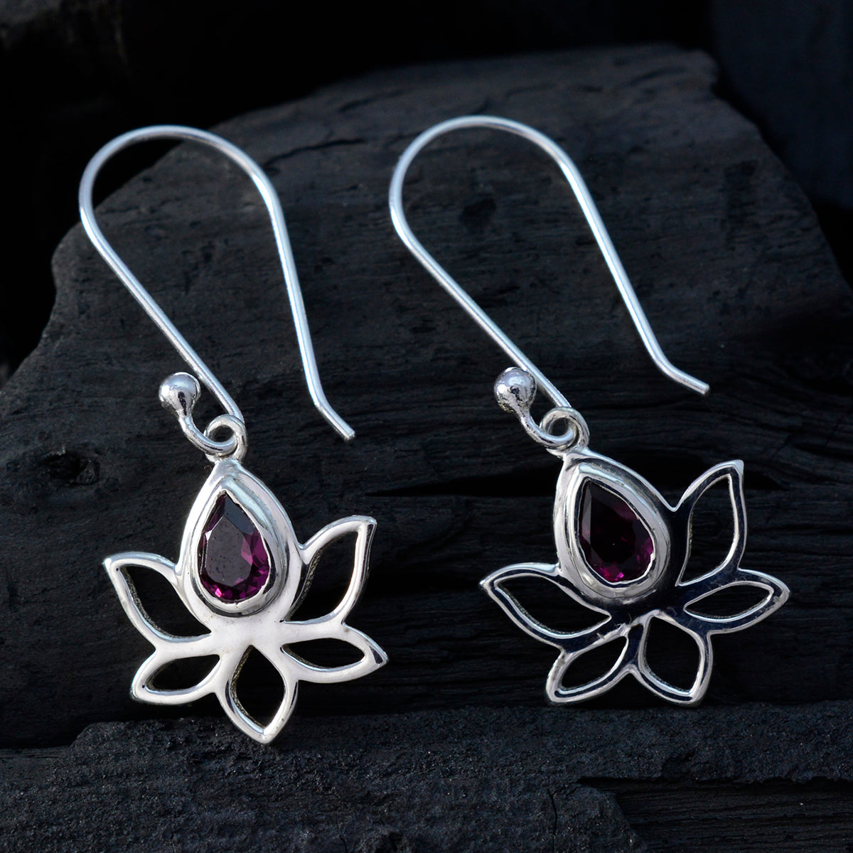 Garnet-American-Ines-Solitaire-Dangle-Red-92.5-Silver-Earring