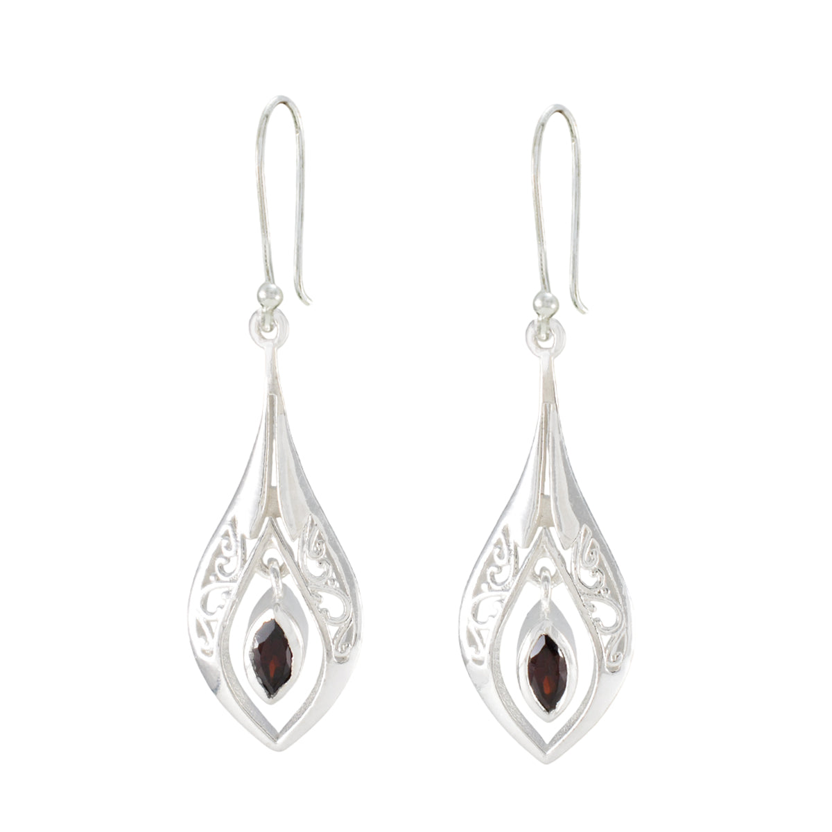 Garnet-African-Natalie-Solitaire-Dangle-Red-Silver-Earring