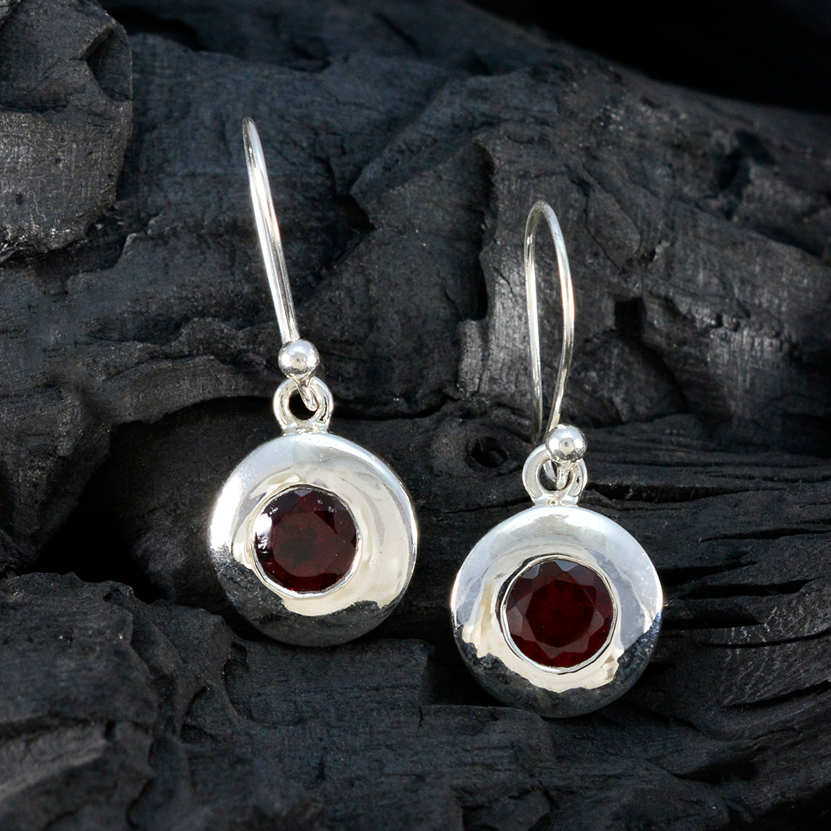 Garnet-Korean-Pauline-Solitaire-Dangle-Red-Sterling-Silver-Earring