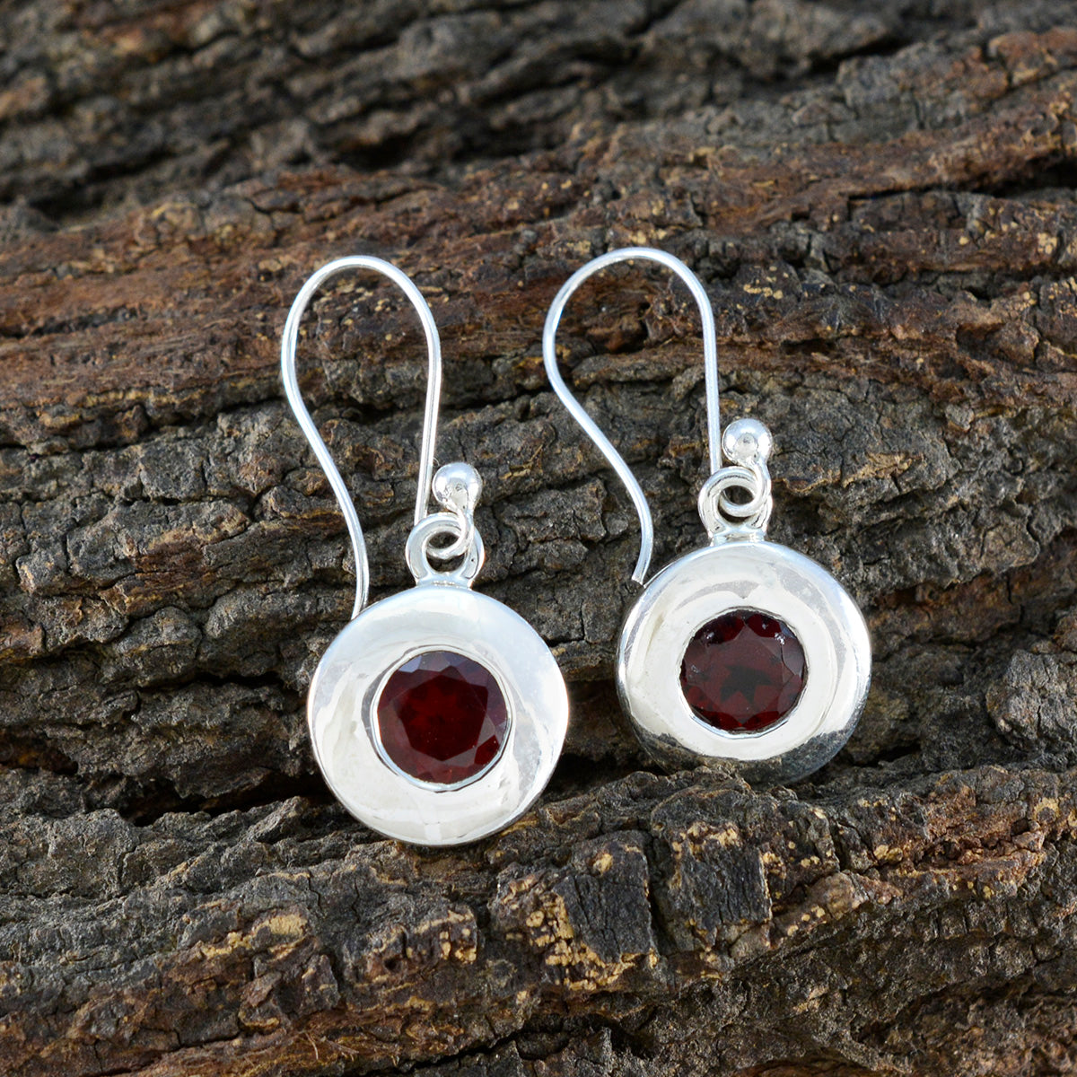 Garnet-Korean-Pauline-Solitaire-Dangle-Red-Sterling-Silver-Earring