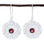 Garnet-Australian-Maya-Solitaire-Dangle-Red-Sterling-Silver-Earring