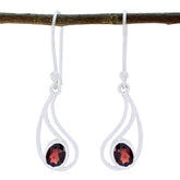 Garnet-Latin-American-Sophia-Solitaire-Dangle-Red-Silver-Earring
