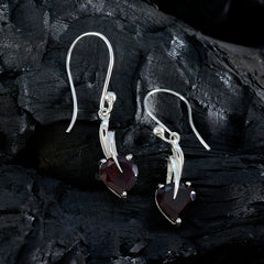 Garnet-Latin-American-Nella-Solitaire-Dangle-Red-925-Silver-Earring