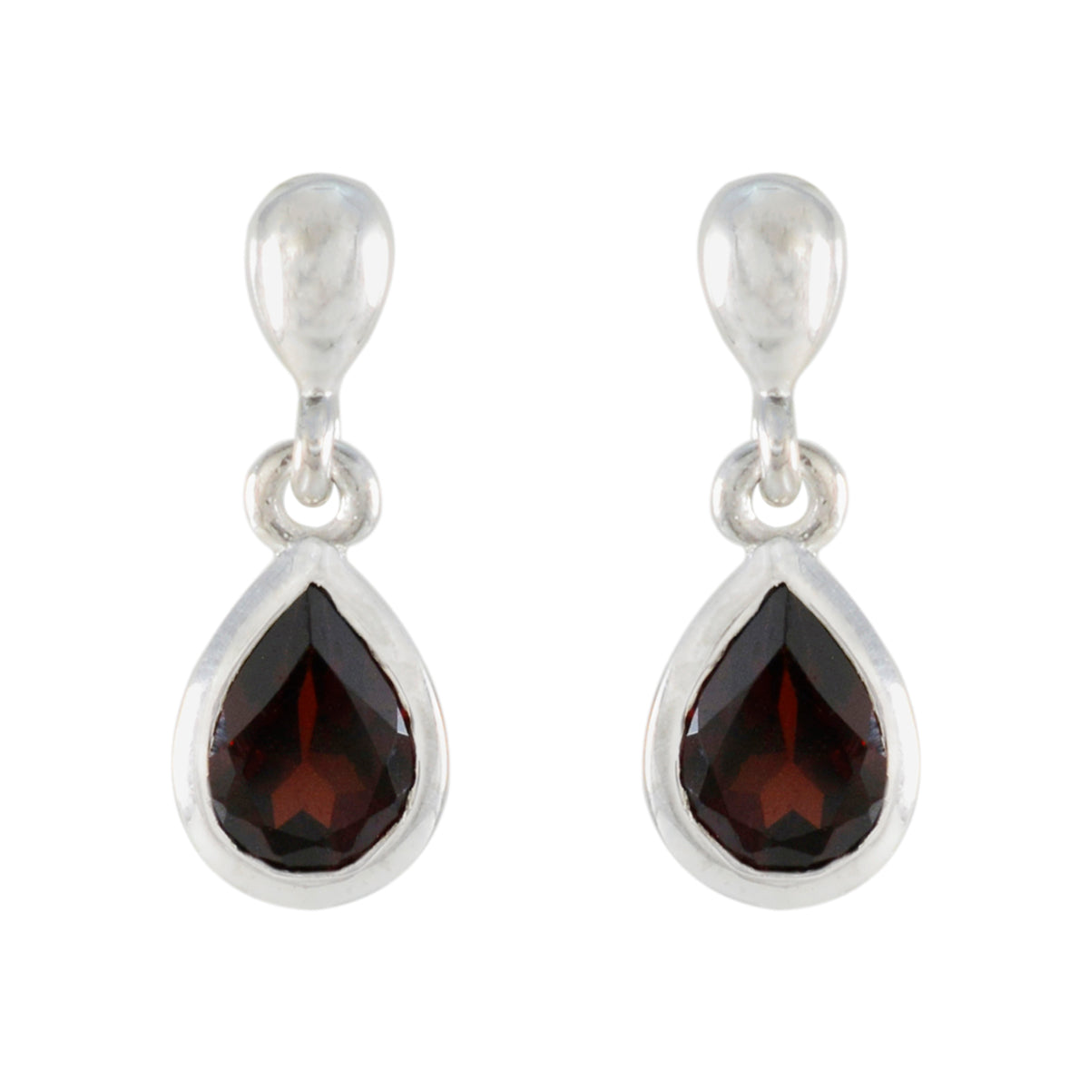 Garnet-Egyptian-Aiko-Solitaire-Stud-Red-Silver-Earring