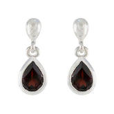 Garnet-Egyptian-Aiko-Solitaire-Stud-Red-Silver-Earring