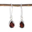Garnet-Australian-Chen-Solitaire-Dangle-Red-Silver-Earring
