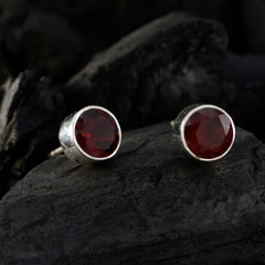 Garnet-Korean-Zoe-Solitaire-Stud-Red-925-Sterling-Silver-Earring