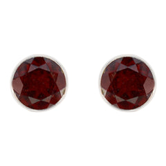 Garnet-Korean-Zoe-Solitaire-Stud-Red-925-Sterling-Silver-Earring