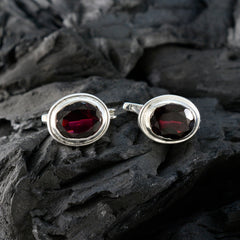 Garnet-Russian-Yuki-Solitaire-Stud-Red-Silver-Earring