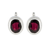 Garnet-Russian-Yuki-Solitaire-Stud-Red-Silver-Earring