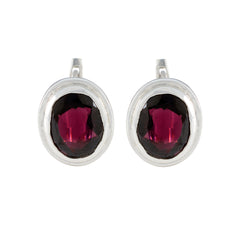 Garnet-Russian-Yuki-Solitaire-Stud-Red-Silver-Earring