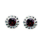 Garnet-Spanish-Ha-eun-Solitaire-Stud-Red-Silver-Earring