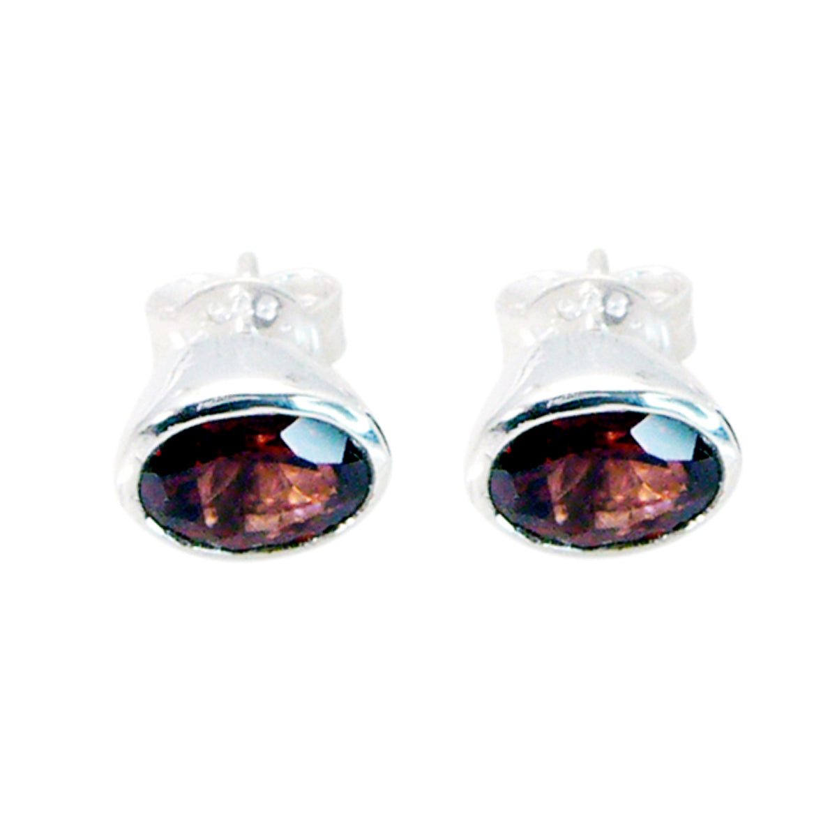Garnet-Latin-American-Hana-Solitaire-Stud-Red-925-Silver-Earring