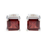 Garnet-American-Aikoo-Solitaire-Stud-Red-Sterling-Silver-Earring