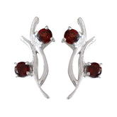 Garnet-Russian-Hye-jin-multiple-Stud-Red-925-Sterling-Silver-Earring