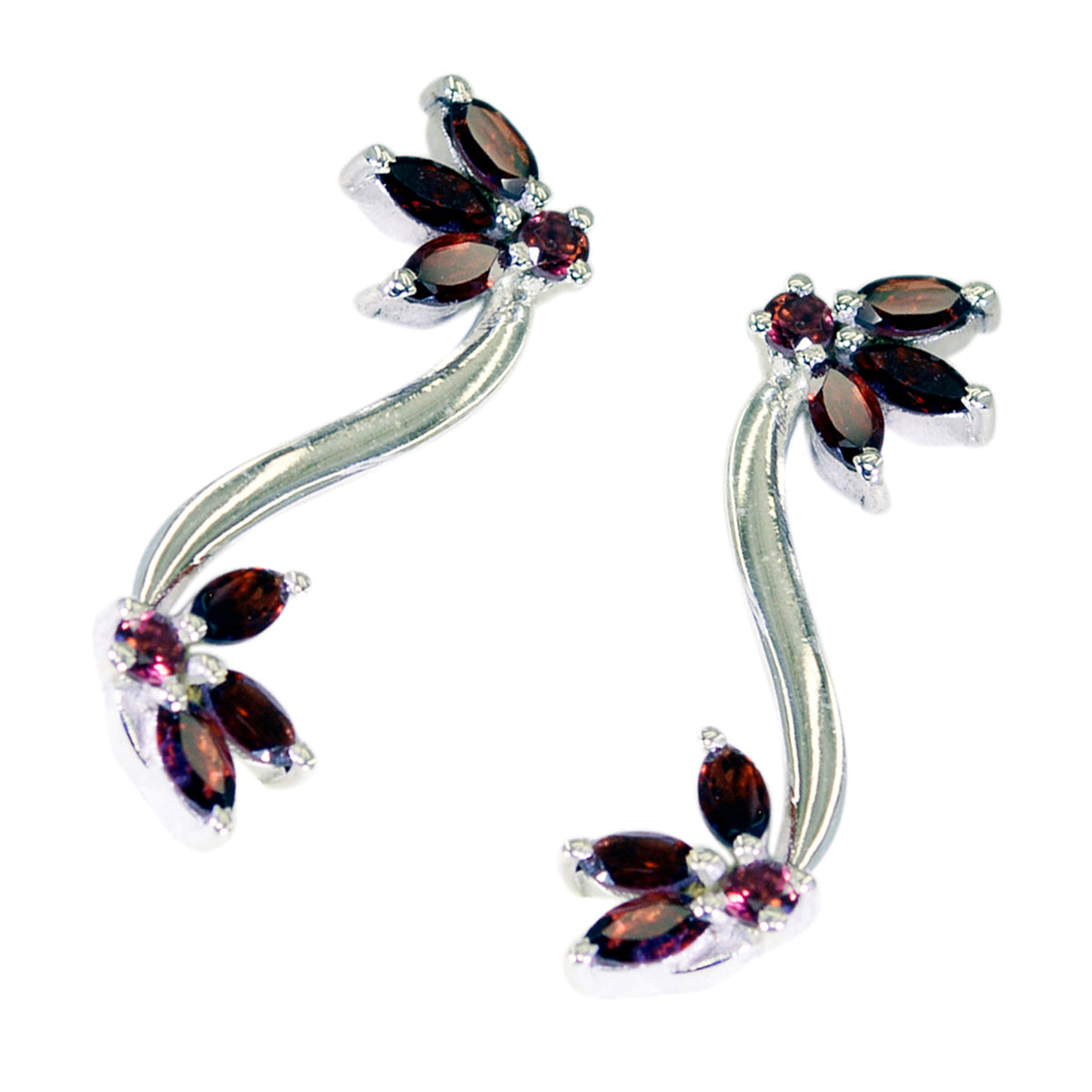 Garnet-Moroccan-Jia-multiple-Stud-Red-925-Sterling-Silver-Earring