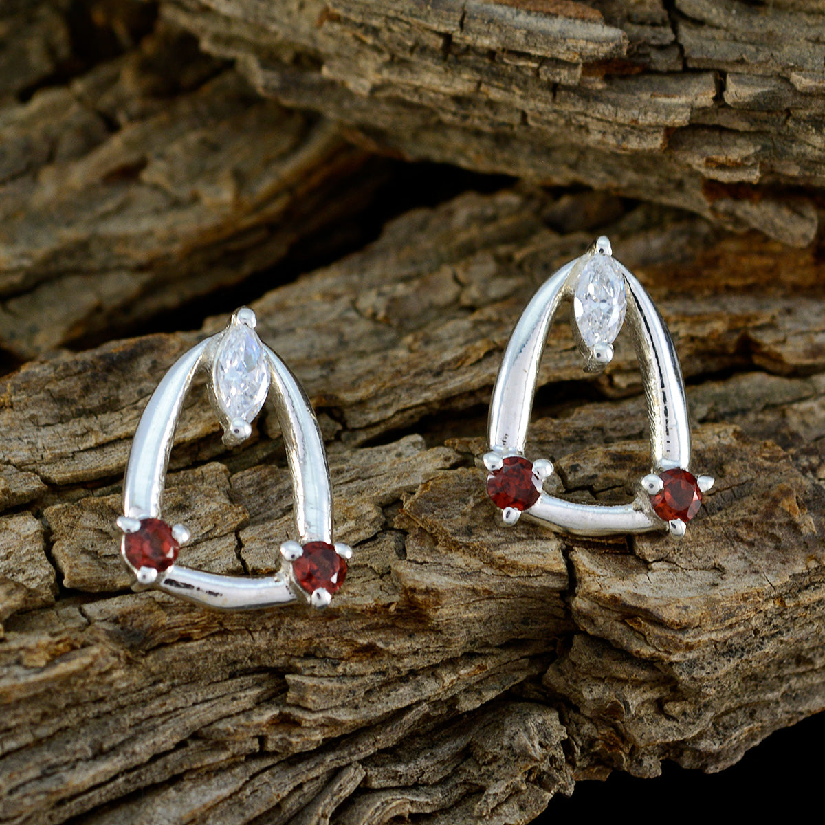 Garnet-Japanese-Milagros-multiple-Stud-Red-925-Silver-Earring