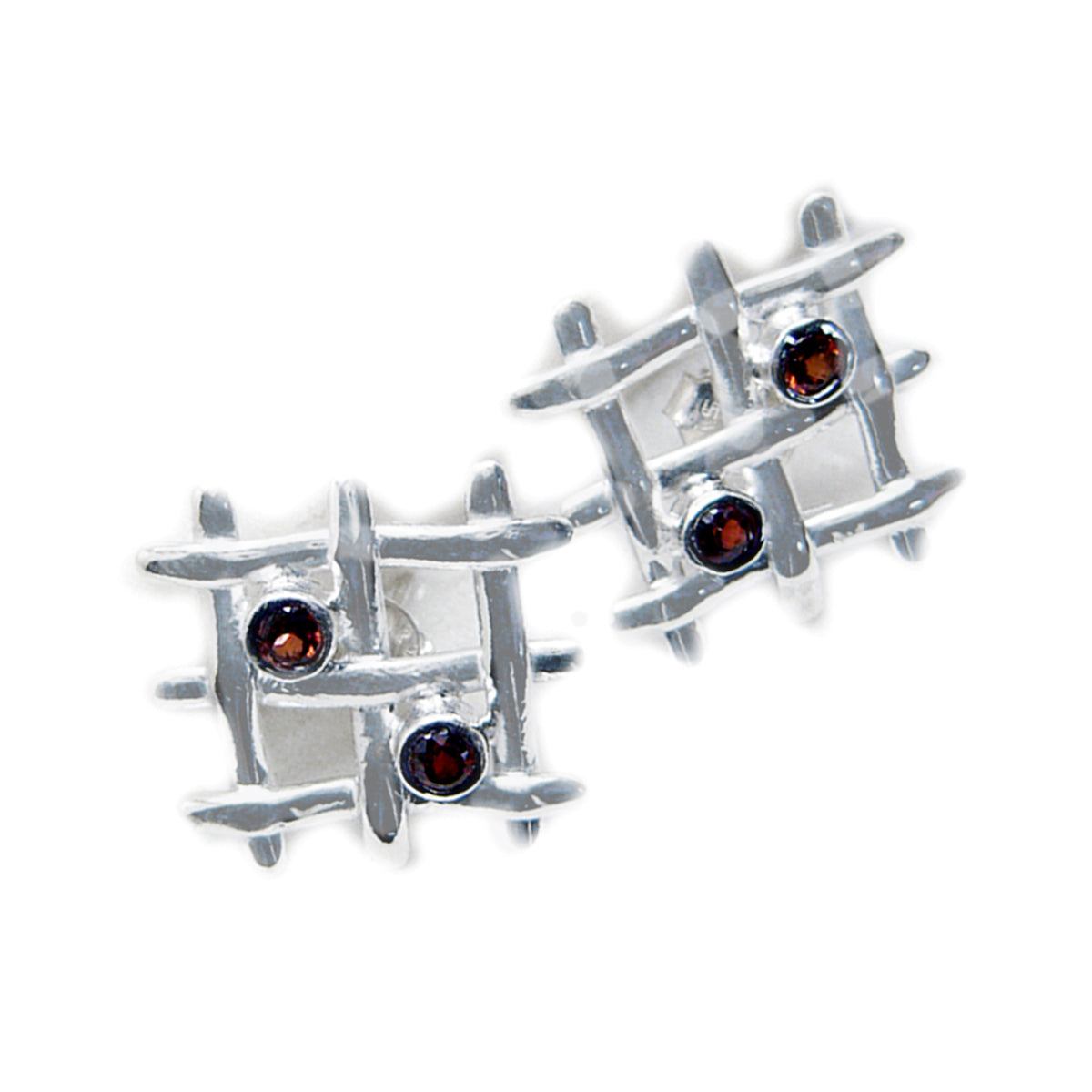 Garnet-Spanish-Luisa-multiple-Stud-Red-92.5-Silver-Earring
