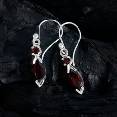 Garnet-Latin-American-Marie-Toi-et-Moi-Dangle-Red-Silver-Earring