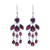 Garnet-Moroccan-Chloe-multiple-Dangle-Red-925-Silver-Earring