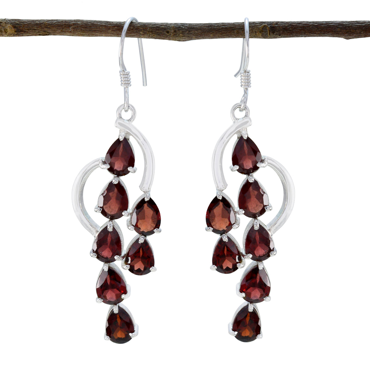 Garnet-African-Amelia-multiple-Dangle-Red-Sterling-Silver-Earring