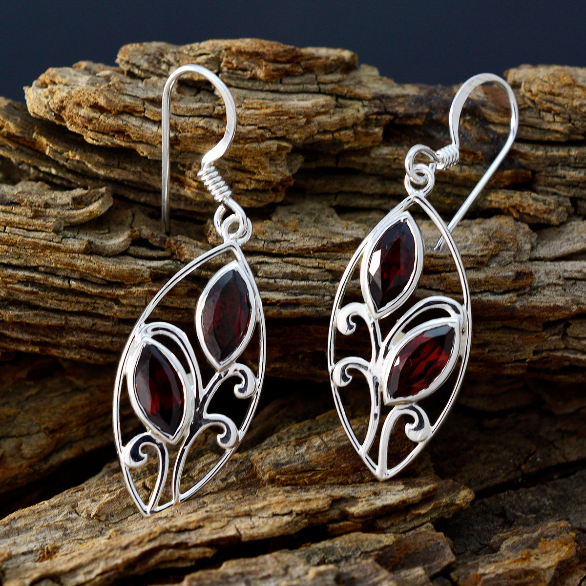 Garnet-American-Aurora-Toi-et-Moi-Dangle-Red-Silver-Earring