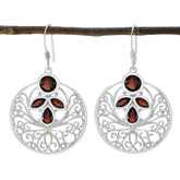 Garnet-Middle-Eastern-Ivy-quarter-Dangle-Red-925-Silver-Earring