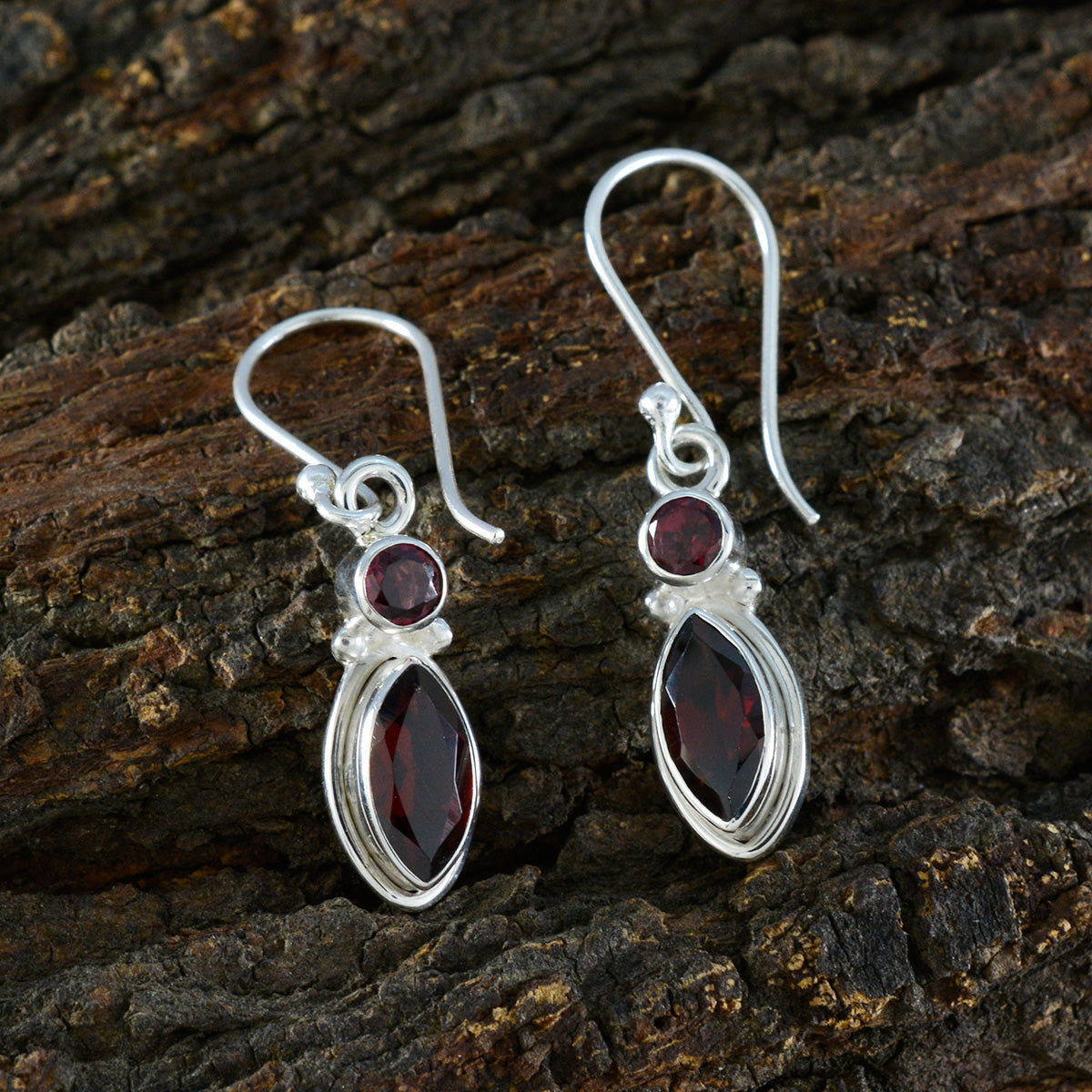 Garnet-German-Aurora-Toi-et-Moi-Dangle-Red-Sterling-Silver-Earring