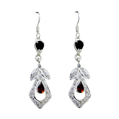Garnet-Egyptian-Yuki-multiple-Dangle-Red-Silver-Earring