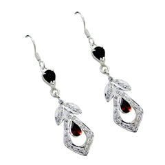 Garnet-Egyptian-Yuki-multiple-Dangle-Red-Silver-Earring