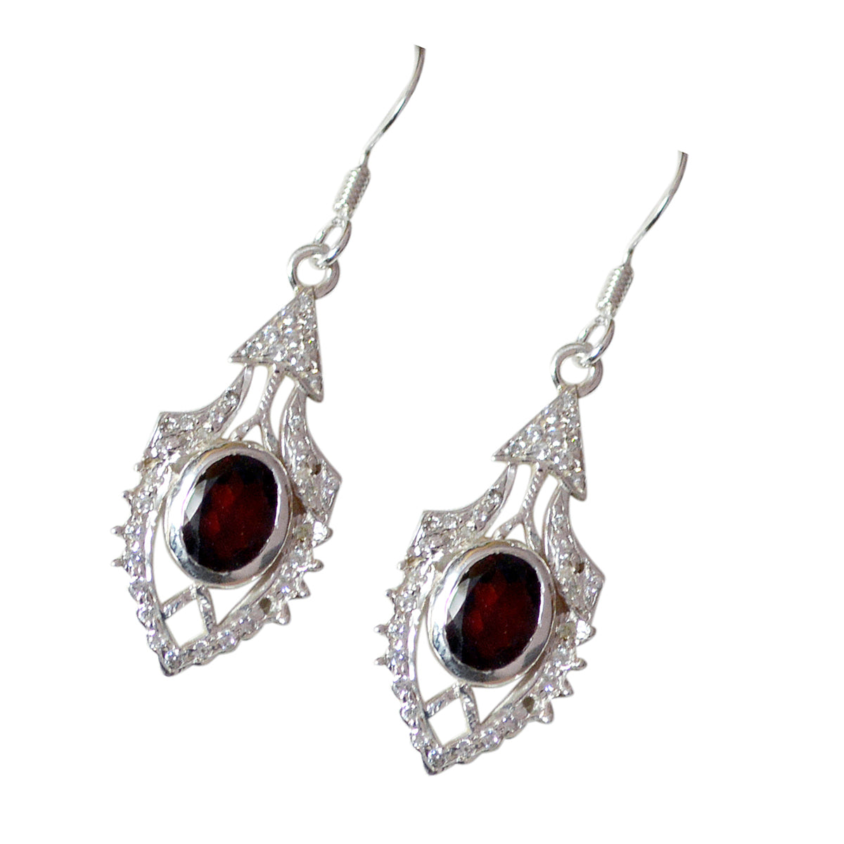 Garnet-Korean-Agustina-multiple-Dangle-Red-925-Silver-Earring