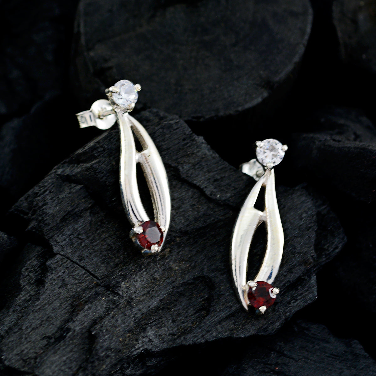Garnet-Italian-Ana-multiple-Dangle-Red-925-Sterling-Silver-Earring