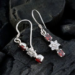 Garnet-Middle-Eastern-Andrea-multiple-Dangle-Red-Silver-Earring